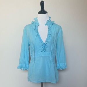 J. Crew Light Blue Ruffle Blouse